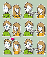 カップルの表情のイラスト