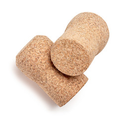 Wine corks Isolated on white background. Close up. Red wine concept. View from above