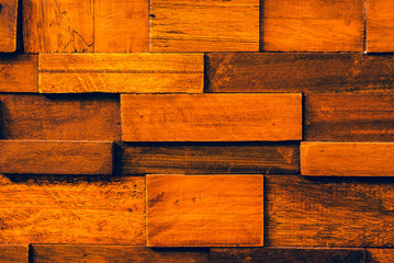 Texture Wood block stack on the wall ecological background,use for backdrop.