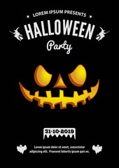 Halloween party poster or invitation template. Vector illustration