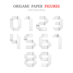 Set of bold white origami paper figures