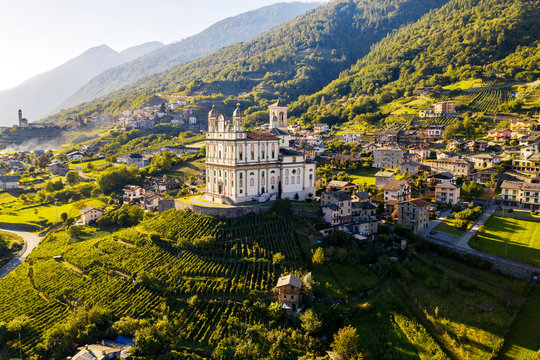 Tresivio - Valtellina (IT) - Santuario della Santa Casa Lauretana (1646) - vista aerea