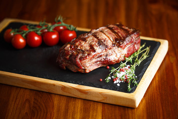 shank, a meat medallion on a served table