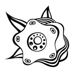 Abstract geometric symbol, starfish isolated on white background.