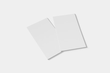 Two Mockup blank business or name card on a white background. 3D rendering