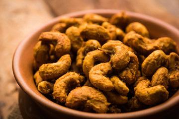 Kaju Pakoda/pakora OR Cashew Nut Fritters or bhajji, is a tasty snack from India, served as Chakna