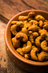 Kaju Pakoda/pakora OR Cashew Nut Fritters or bhajji, is a tasty snack from India, served as Chakna