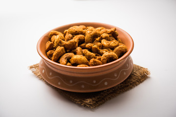 Kaju Pakoda/pakora OR Cashew Nut Fritters or bhajji, is a tasty snack from India, served as Chakna