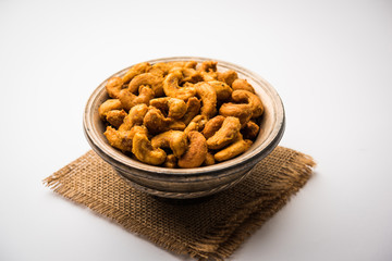 Kaju Pakoda/pakora OR Cashew Nut Fritters or bhajji, is a tasty snack from India, served as Chakna