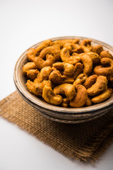 Kaju Pakoda/pakora OR Cashew Nut Fritters or bhajji, is a tasty snack from India, served as Chakna