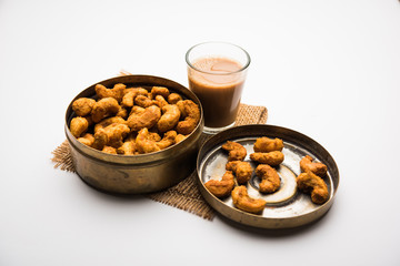 Kaju Pakoda/pakora OR Cashew Nut Fritters or bhajji, is a tasty snack from India, served as Chakna