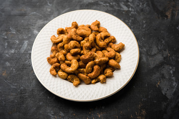 Kaju Pakoda/pakora OR Cashew Nut Fritters or bhajji, is a tasty snack from India, served as Chakna