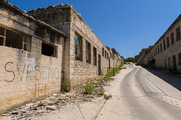 Ruins of the Goli otok prison in Croatia