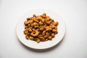 Kaju Pakoda/pakora OR Cashew Nut Fritters or bhajji, is a tasty snack from India, served as Chakna