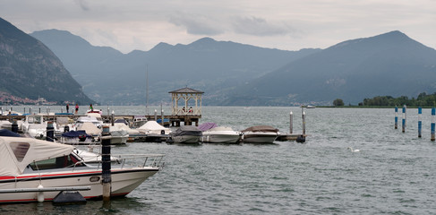 Sarnico, ITALY - August 7, 2019: Lake ISEO. city promenade