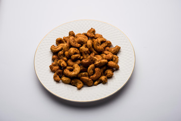 Kaju Pakoda/pakora OR Cashew Nut Fritters or bhajji, is a tasty snack from India, served as Chakna