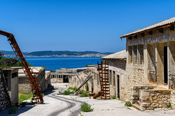 Ruins on the Goli otok prison in Croatia