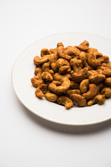 Kaju Pakoda/pakora OR Cashew Nut Fritters or bhajji, is a tasty snack from India, served as Chakna
