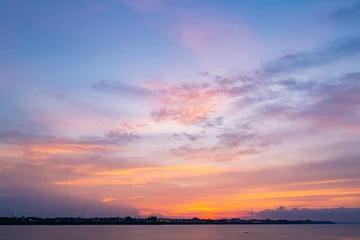 Foto auf Acrylglas Sky and clouds sunrise background take a photo from Vientiane , Laos, Asia.. Mekong river, border of Thailand and Laos. © Choat