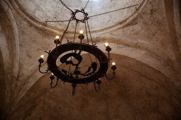 Ancient chandelier in the palace of Sheki khans