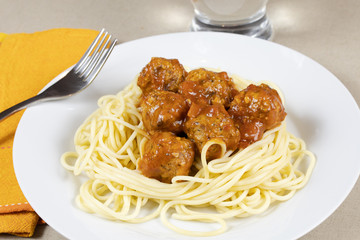 boulettes sauce tomate et spaghetti
