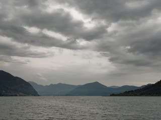 ISEO Mountain Lake in Italy. Bad weather