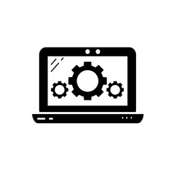 Laptop settings vector icon on white background