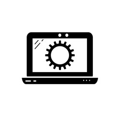 Laptop settings vector icon on white background