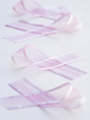 High angle ribbons on white background