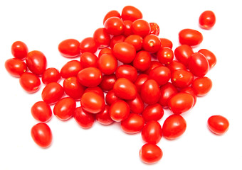 Red cherry tomatoes on a white background