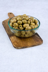 Green olives served in a bowl