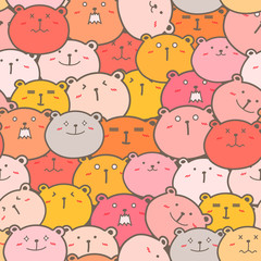 Cute bear seamless pattern background. Vector illustration.