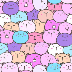 Cute bear seamless pattern background. Vector illustration.