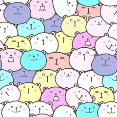 Cute bear seamless pattern background. Vector illustration.