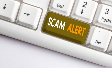 Text sign showing Scam Alert. Business photo showcasing unsolicited email that claims the prospect...