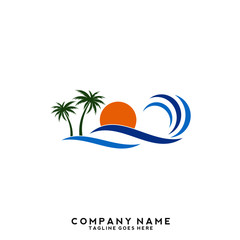 Naklejka premium Water wave Logo Template
