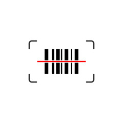 Scanning black barcode with red laser line. Simple flat design icon or sign. eps 10 vector isolated on white background