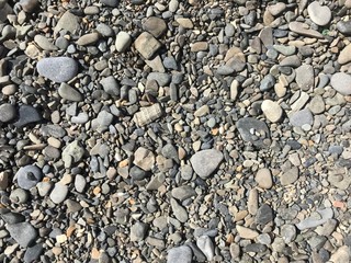 Gray pebbles on the beach