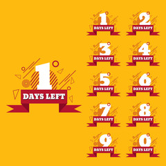 Fototapeta premium Days left to go red banners collection badges sale, landing page set eps 10