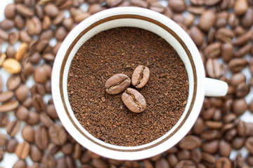 white coffee cup on background energy black
