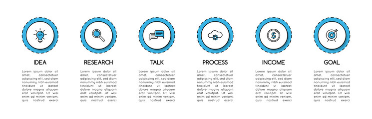 Infographic template with 6 options. Vector