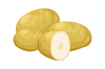 Raw potatoes isolated on a white background.