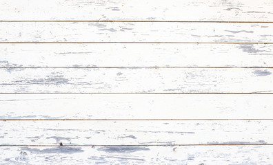 Simple old grunge rustic wooden texture background with white color cracked weathered paint and...