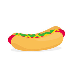Hot dog vector illustration isolated on white background. Hot dog clip art