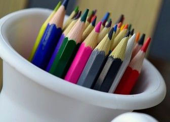 color pencils in glass