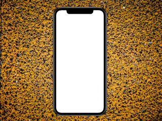 Smartphone similar to iphone 11 pro max with blank white screen for Infographic Global Business...
