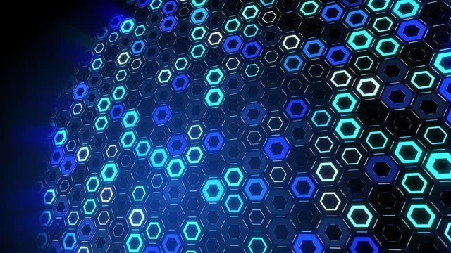 4k animation hexagon grid equalizer