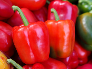 vegetables mixed green red yellow, tomatoes mixed with Indian bell pepper