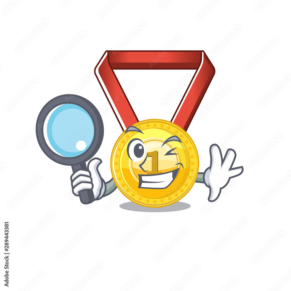 Poster Detective gold medal with the character shape