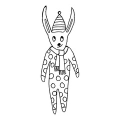 2020 Happy New Year. Set of cute little cartoon toys. New year and Christmas characters. Christmas animals simple illustration for greeting cards, calendars, prints